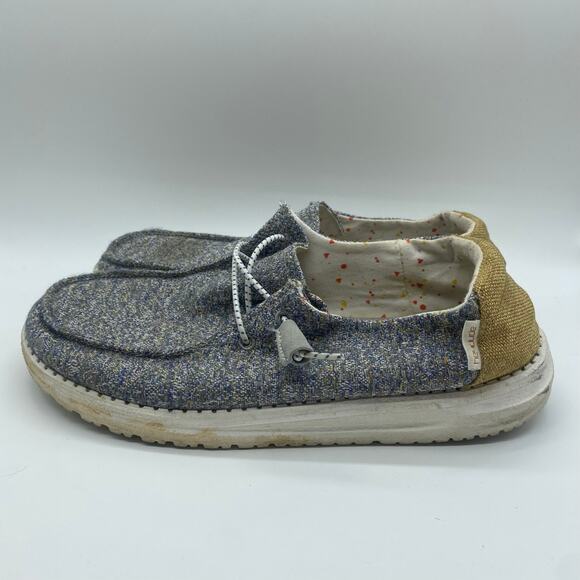 Hey Dude Women's size 9 Mustard Mix Gray Tan Wendy Slip-On Shoes Comfort Easy - Picture 3 of 8